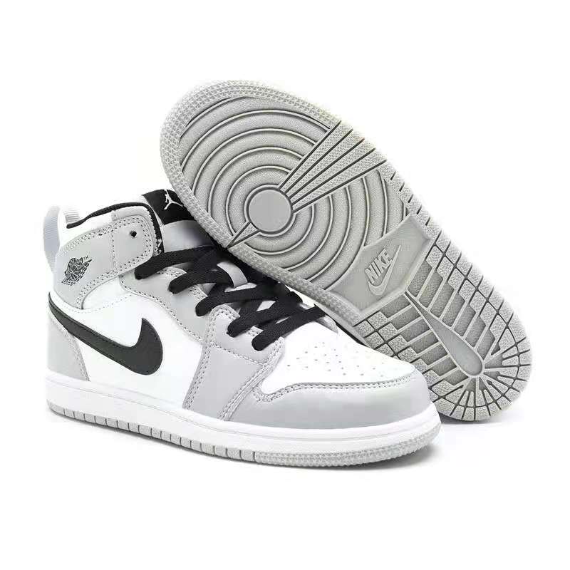 Youth Running Weapon Air Jordan 1 White/Grey Shoes 1002 Youth Running Weapon Air Jordan 1 White/Grey Shoes 1002